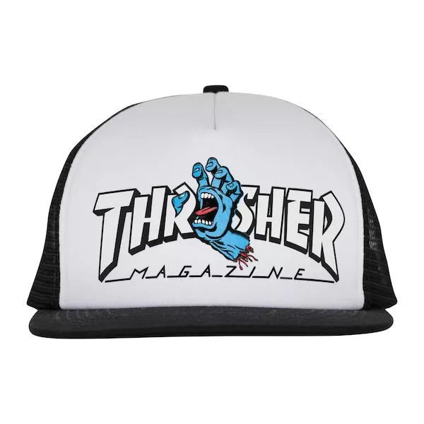 Santa Cruz X Thrasher Screaming Logo Trucker Hat- White/Black