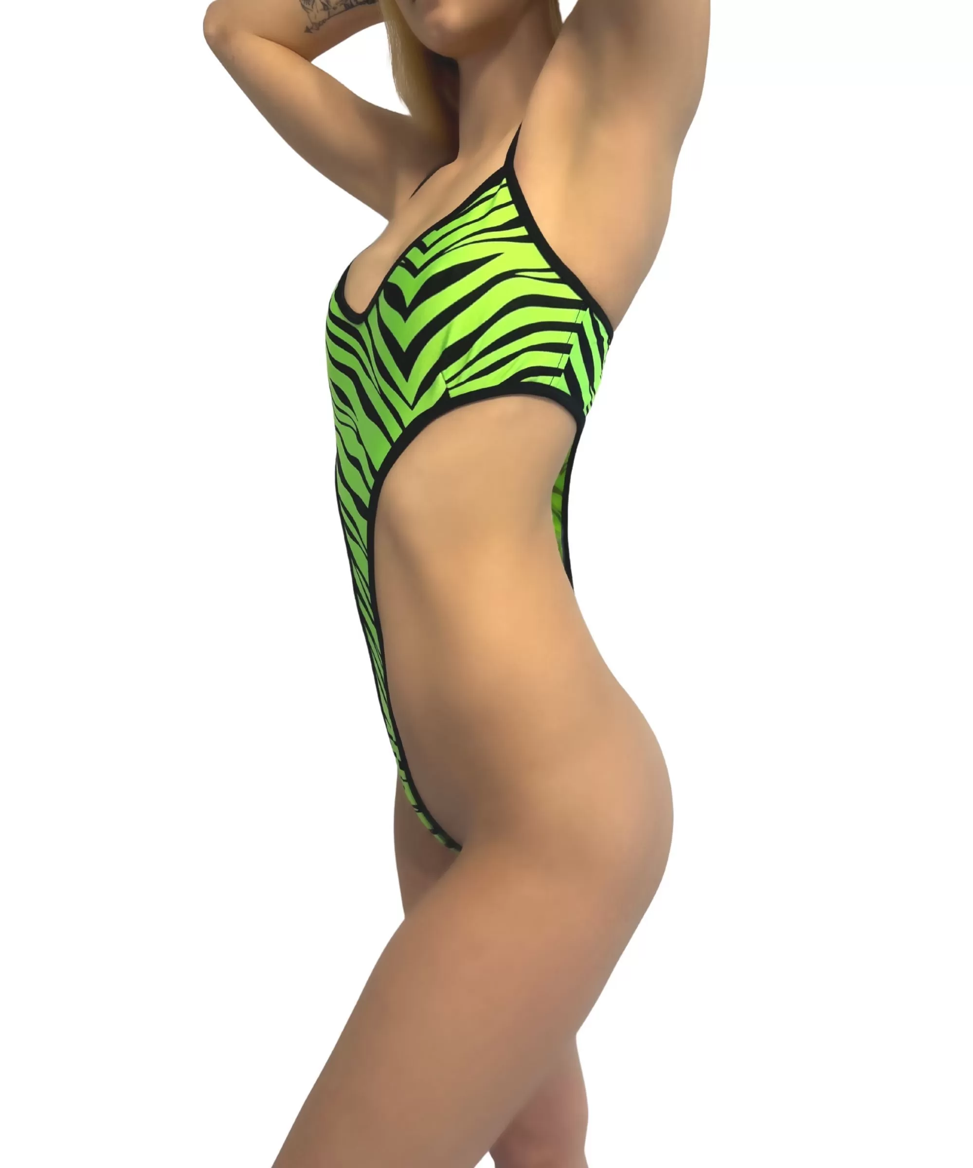 Sassy Neon Green Zebra Print Monokini