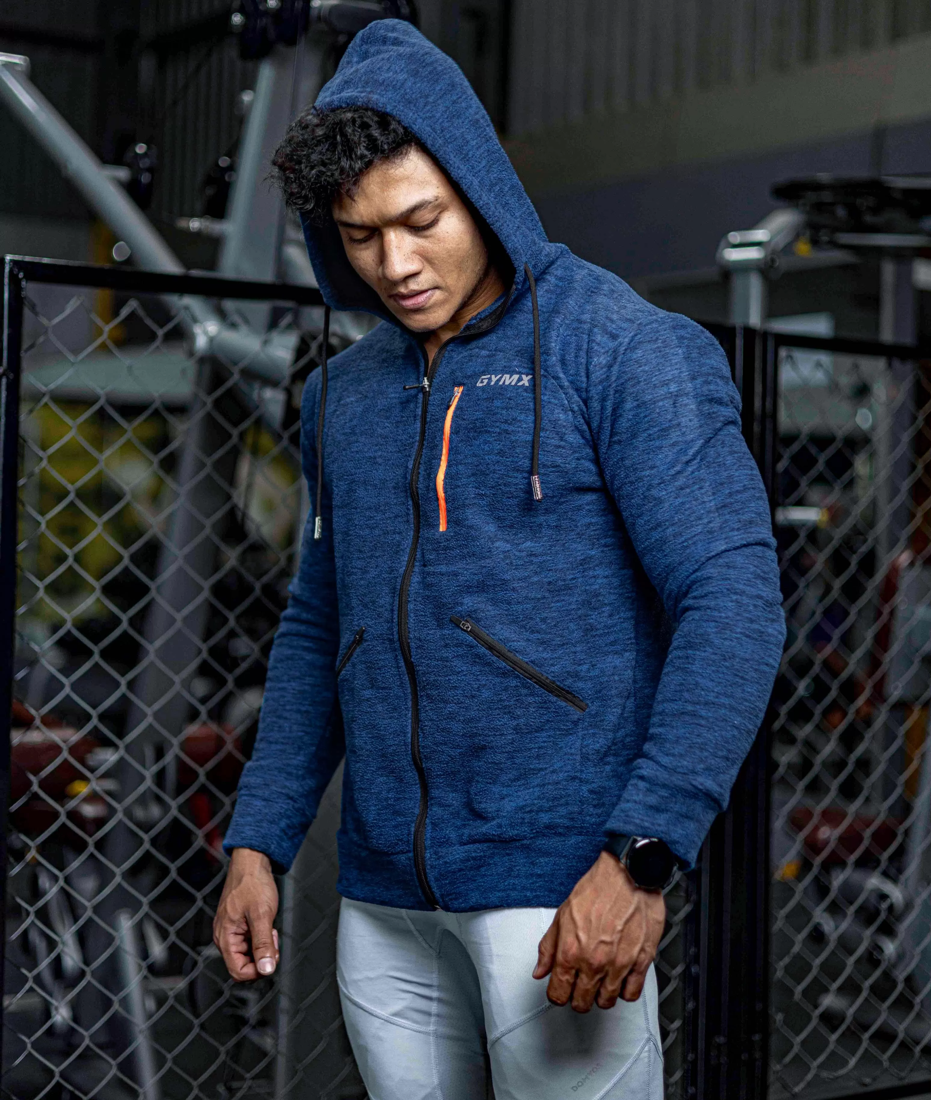 Sherpa Fleece Fluffy GymX Hoodie- Electric Blue