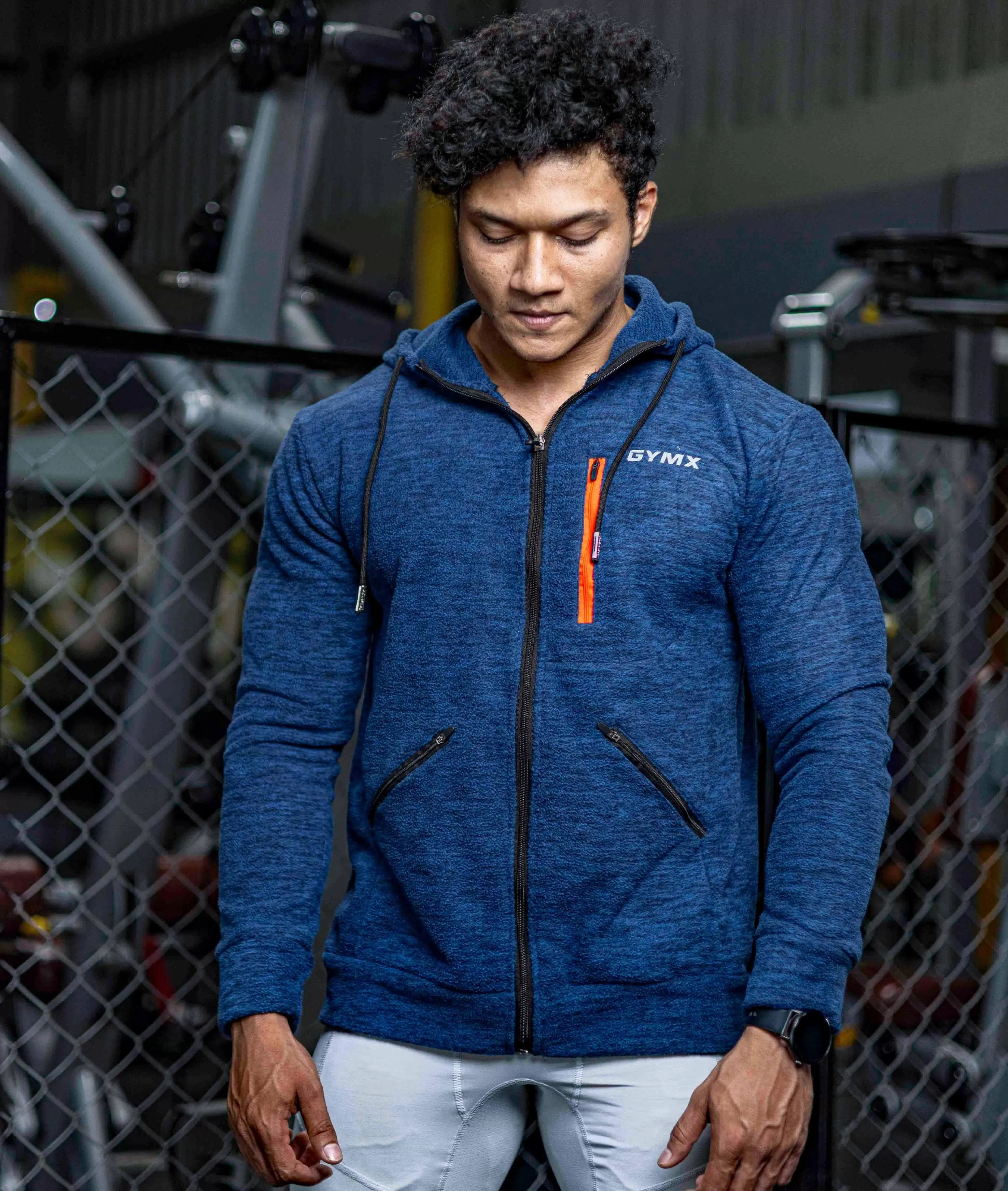 Sherpa Fleece Fluffy GymX Hoodie- Electric Blue