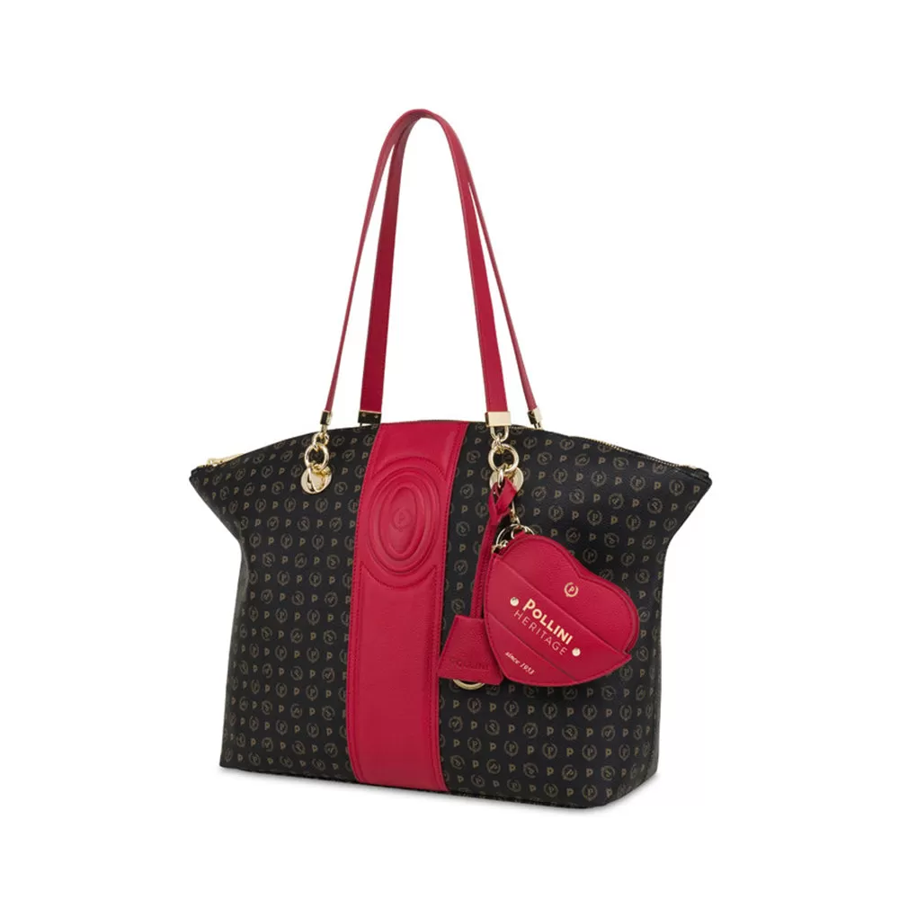 Shopping Bag POLLINI Linea Heritage 70th Anniversary Nero e Rosso