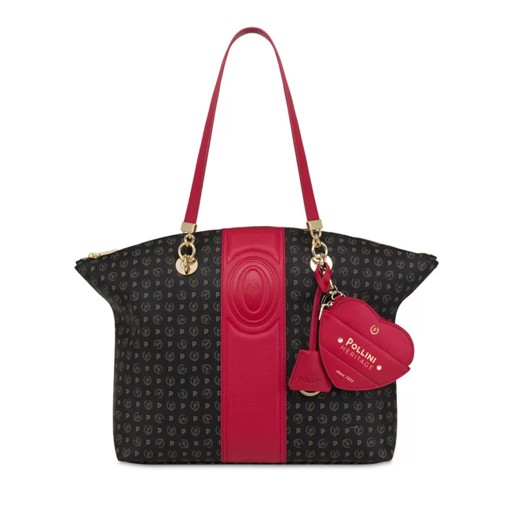 Shopping Bag POLLINI Linea Heritage 70th Anniversary Nero e Rosso