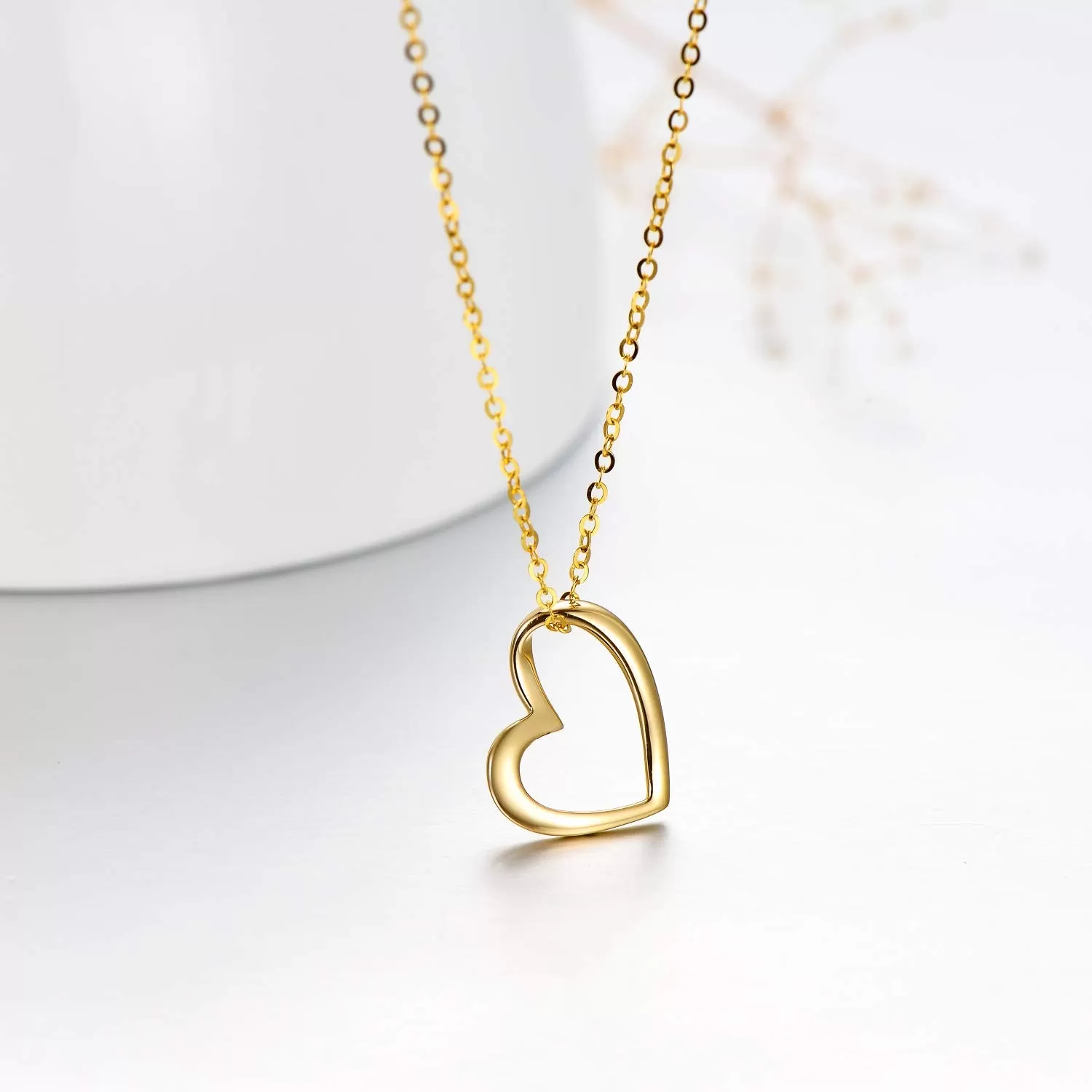 Solid 14k Gold Heart Necklace for Women Mother's Day Gift Jewelry for Wife Mom Birthday Pesent for Her