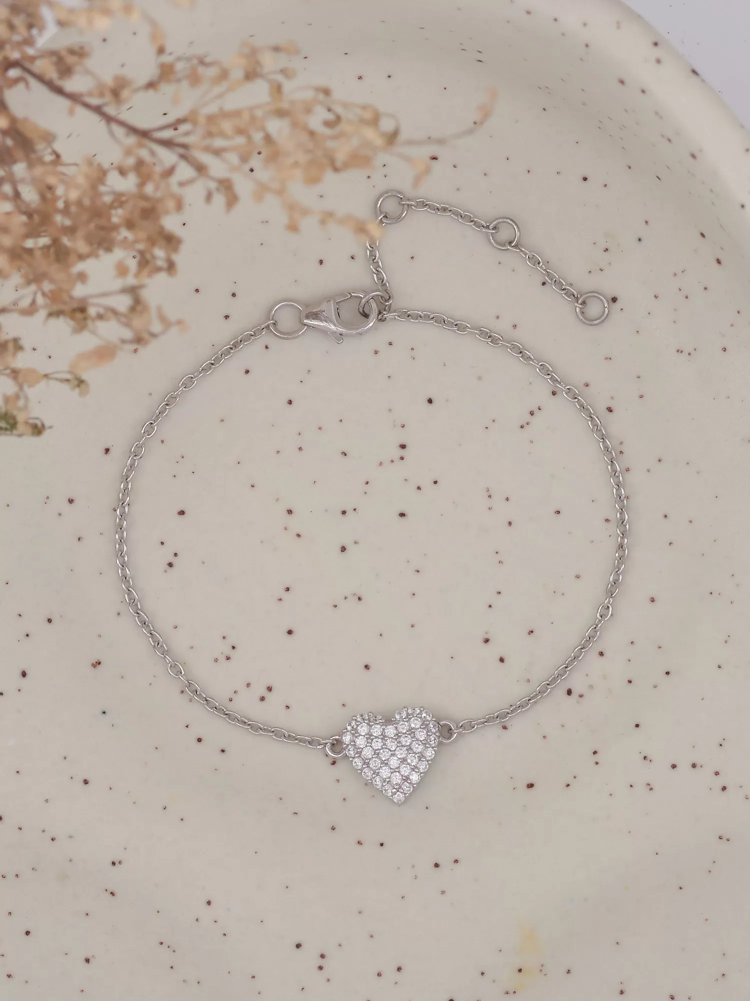 Sparkles Heart Design Silver Bracelet