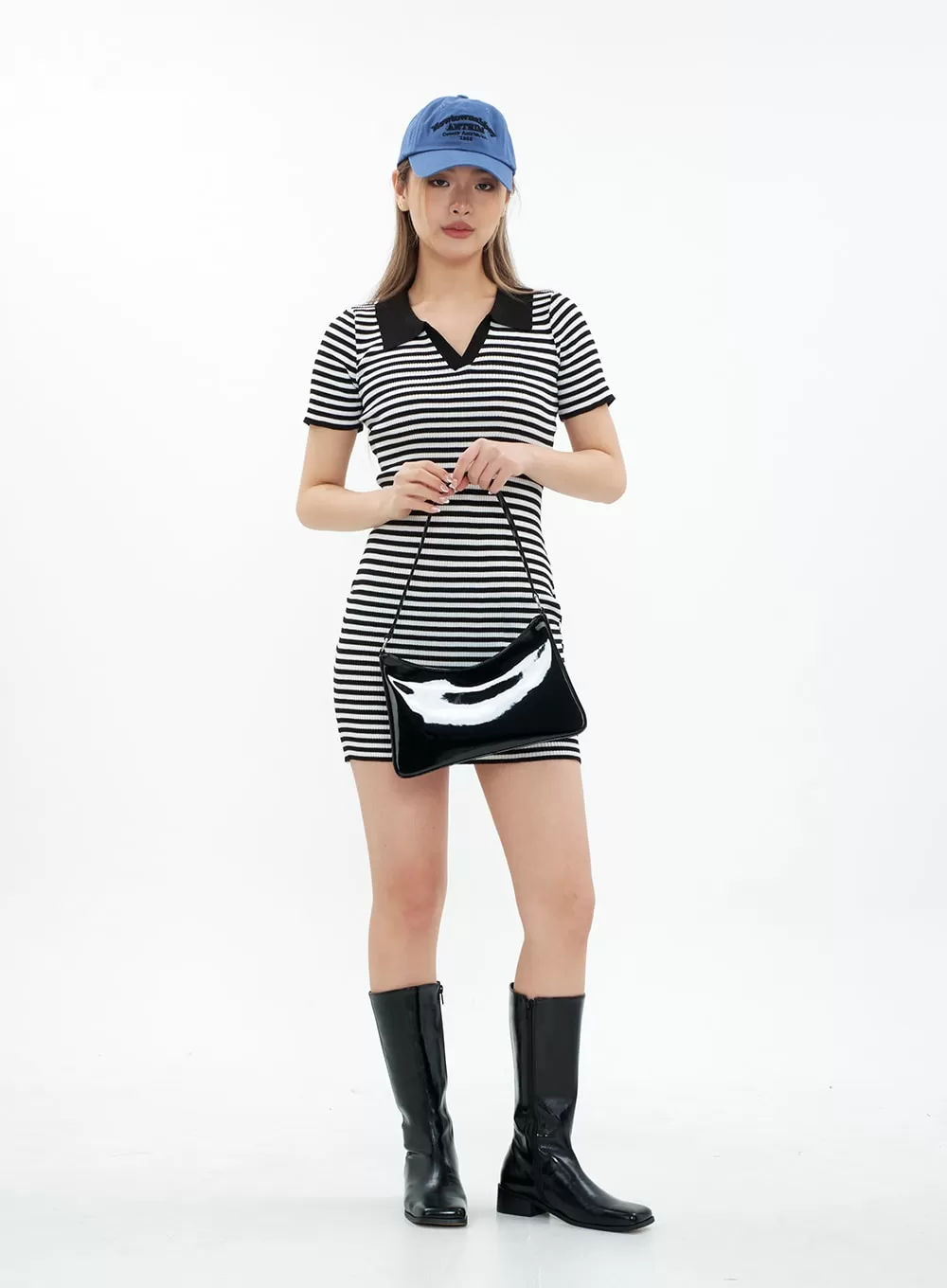 Striped Collared Mini Onepiece Dress CM29