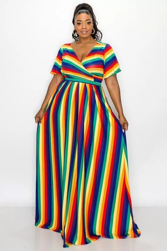 Striped Rainbow Skirt Set