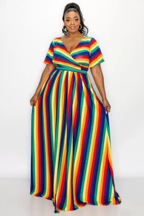 Striped Rainbow Skirt Set