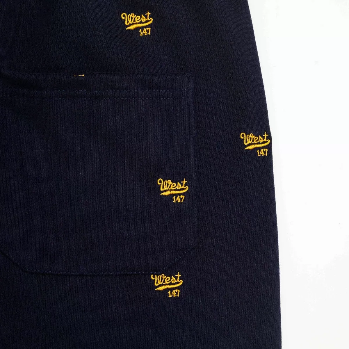 West NYC All Over Embroidery Pant Navy/Gold