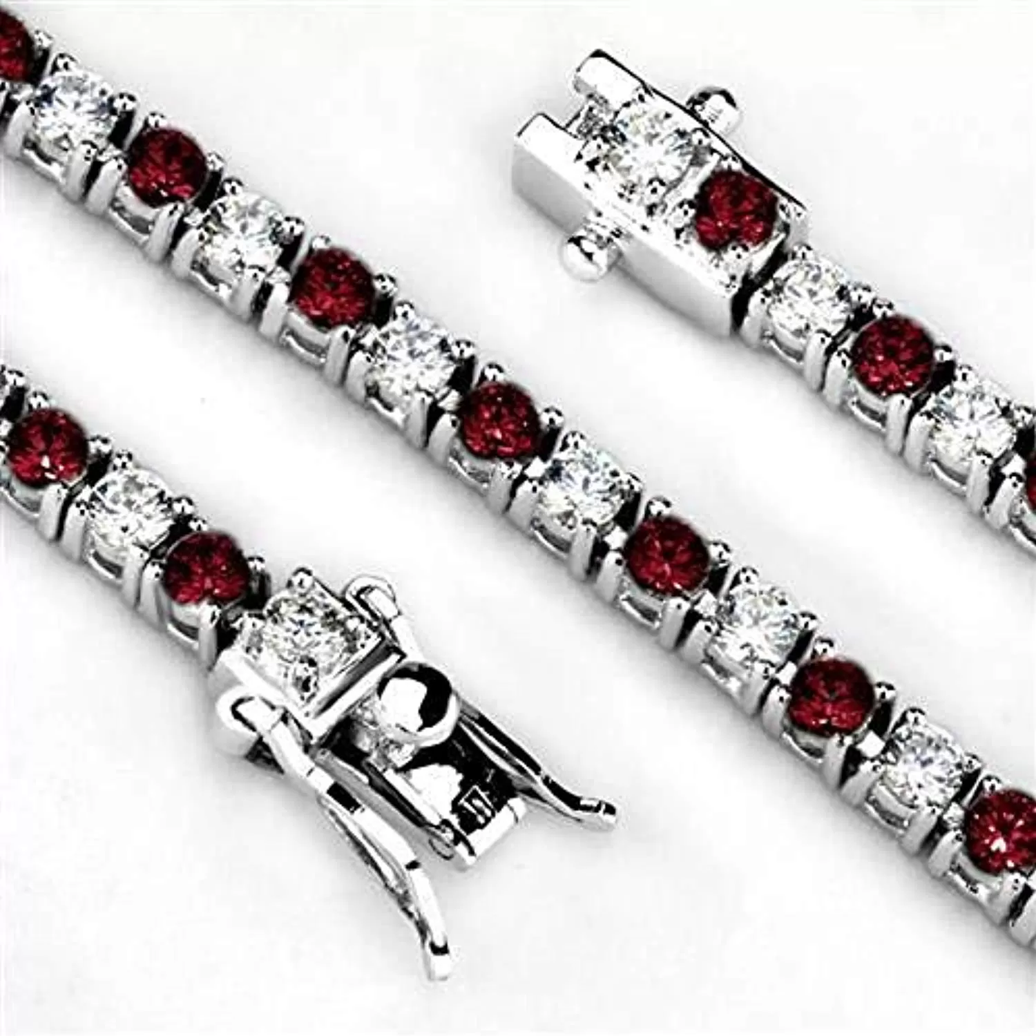 WildKlass Brass Clear Stone Bracelet Rhodium Women Synthetic Ruby