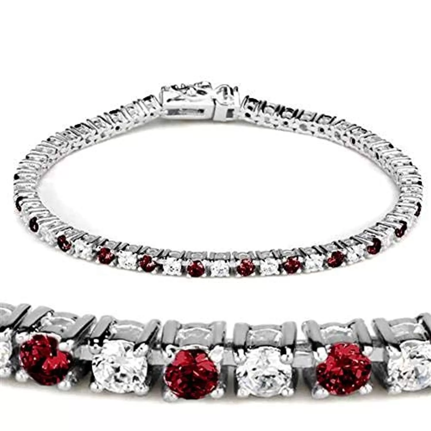 WildKlass Brass Clear Stone Bracelet Rhodium Women Synthetic Ruby