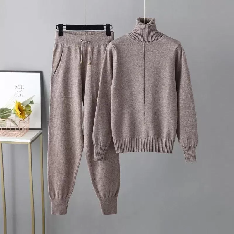 Women Turtleneck Harem Pants Sweater Set