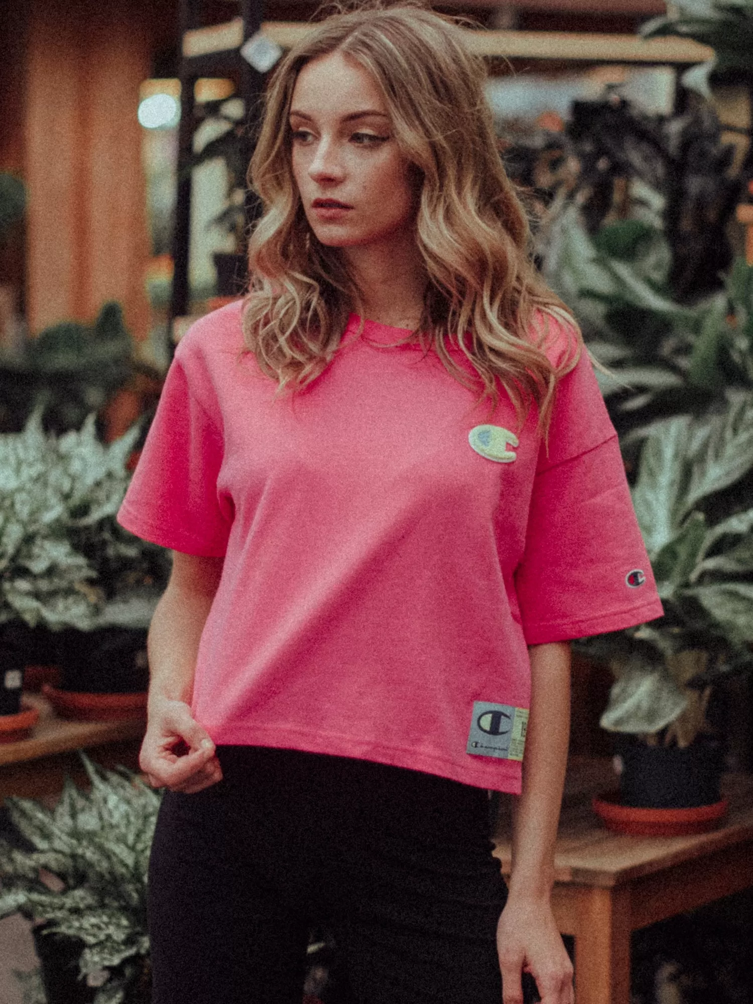 WOMENS CROP HERITAGE SHORT SLEEVE TEE - PINK - CLEARANCE