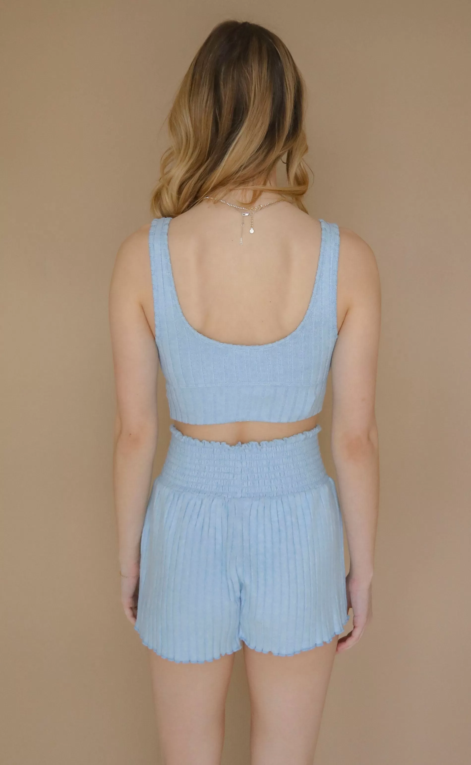 z supply: dawn smocked rib short - blue